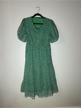 Max Green Women’s Floral Puff Sleeve Dress (UK 12 / EUR 38/ US 8)